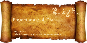 Mayersberg Ákos névjegykártya